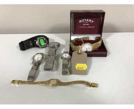 A boxed gent's Rotary wrist watch and a bag of Rotary watch, Expedition digital watch etc 