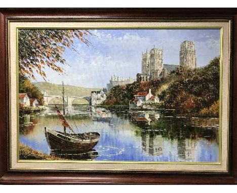 Dallas K Taylor : Durham Cathedral, oil on board, signed, framed.
