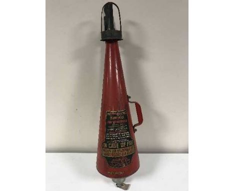 A vintage Minimax fire extinguisher and wall mount bracket 