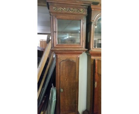 An 18th century oak clock case with carved fret for 12inch dial. All clocks &amp; barometers are offered for sale as seen, St