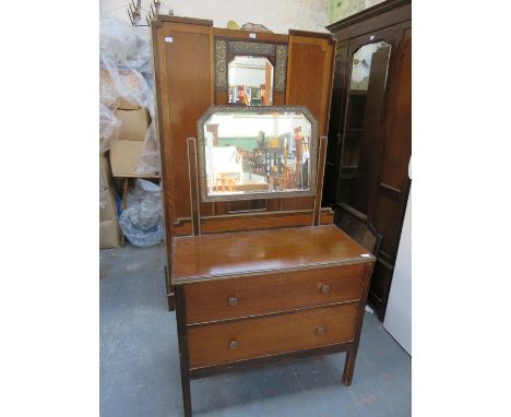 ART DECO STYLE OAK WARDROBE AND OAK DRESSING TABLE 