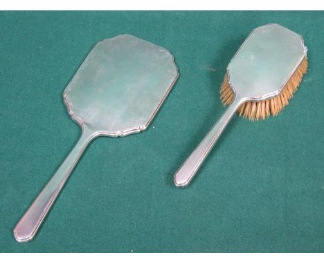 HALLMARKED SILVER MACHINE TURNED DRESSING BRUSH AND MIRROR BY WALKER & HALL 