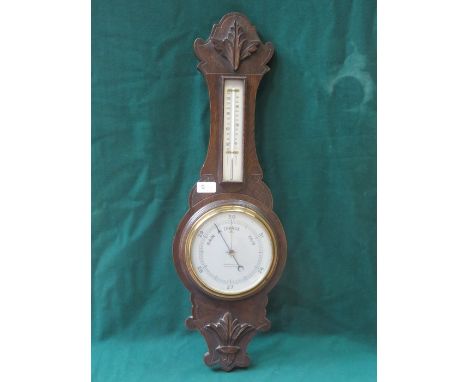 OAK CASED ANEROID BAROMETER 