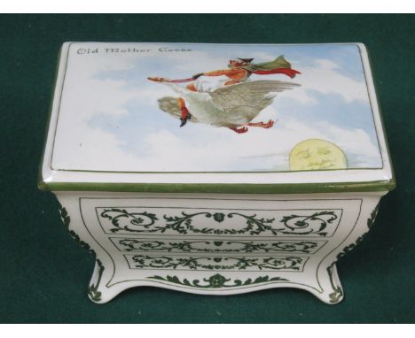 ROYAL DOULTON GLAZED CERAMIC STORAGE BOX DEPICTING OLD MOTHER GOOSE 