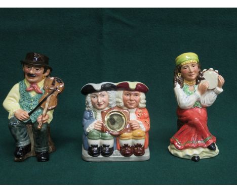 THREE VARIOUS LIMITED EDITION GLAZED CERAMIC CHARACTER JUGS 