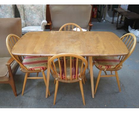 ERCOL GOLDEN DAWN DROP LEAF DINING TABLE AND FOUR CHAIRS 