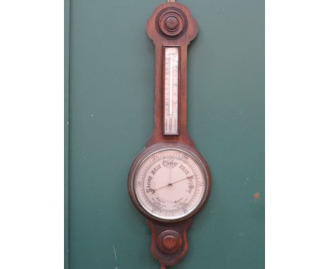 OAK CASED ANEROID BAROMETER 
