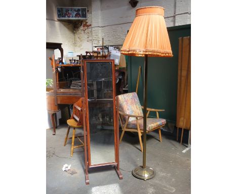 MODERN CHEVAL MIRROR PLUS BRASS STANDARD LAMP 