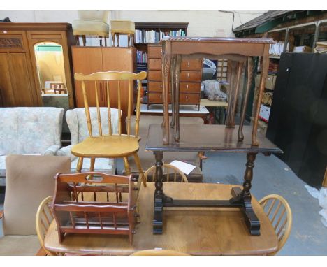 NEST OF TABLES, OCCASIONAL TABLE, SINGLE CHAIR AND MAGAZINE RACK 