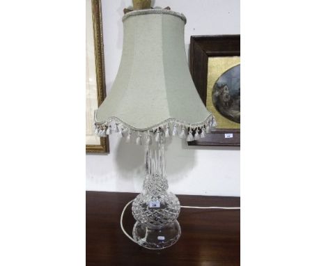 A Magnificent Waterford Crystal Table Lamp with Shade. H 31".