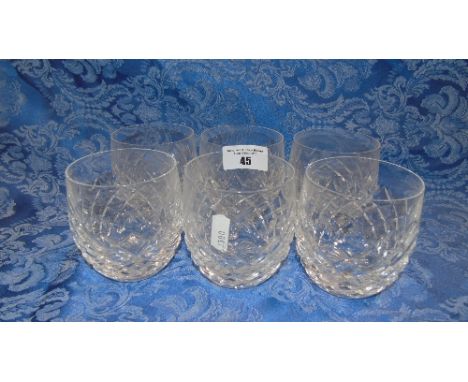 A Set of Six Waterford Crystal Boyne Pattern Whiskey Tumblers.