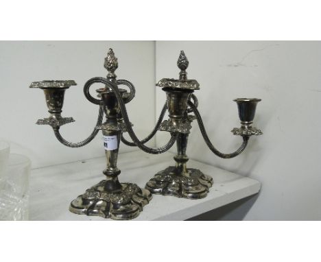 A Pair of Silvered Candelabra. 