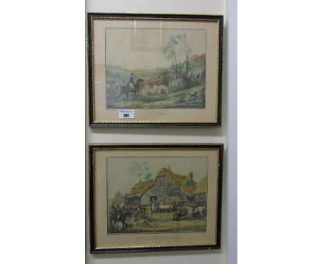 A Good Set of Four 19th Century Hand Coloured French Hunting Prints. 11.5 x 9.5ins.