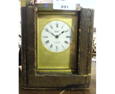 A 19th Century Brass Carriage Clock, by Dent 61 Strand Street, London, in a fitted leather case, (lacking leather top) (1)
Am