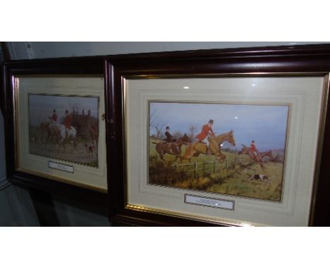 A Set of Four Modern Hunting Prints, 'Coming Out', 'Full Cry', 'Setting Off' and 'Over the Sticks'.