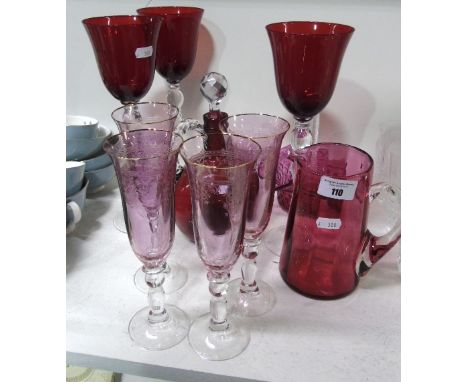 A Collection of Ruby & Cranberry Glass.