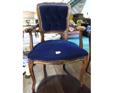 A Modern Continental Armchair, upholstered in blue Dralon.