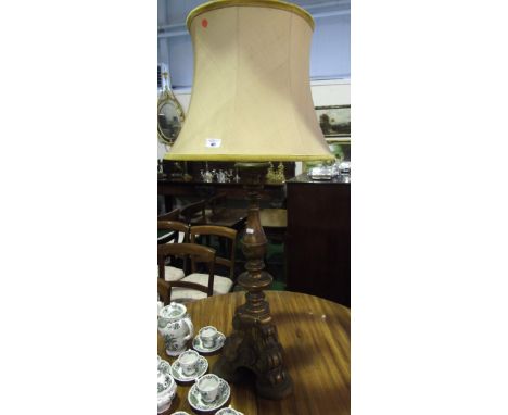 A Good Quality 19th Century Timber Gilt Pricket Style Lamp.