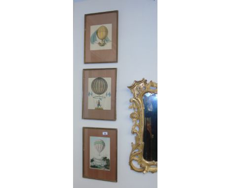 A Set of Three 19th Century French Ballooning Prints. 6.5 x 10.25ins.