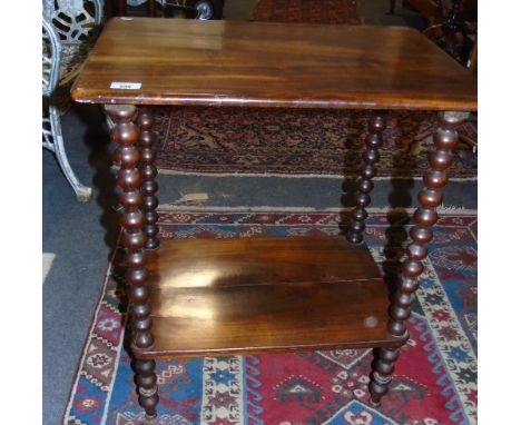 A Late Victorian Rectangular Two Tier Occasional Table, on turned bobbin supports.