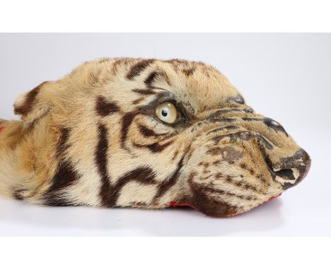 Scarce early 20th century British army tiger skin apron as worn by the bass drummer in a regimental band, full body, the tige