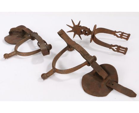 Pair of First World War period British army spurs, together with another antique spur, ( 3 )