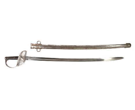 British 1899 pattern Cavalry Troopers Sword by Enfield, fullered slightly curved blade, dated '01 with broad arrow and Enfiel