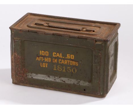 Second World War U.S. Army ammunition box for 100 rounds of .50 calibre ammunition