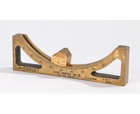 Second World War British 3" Mortar Clinometer by the maker B.W.C. Ltd, dated 1945 the instrument is stamped with the broad ar