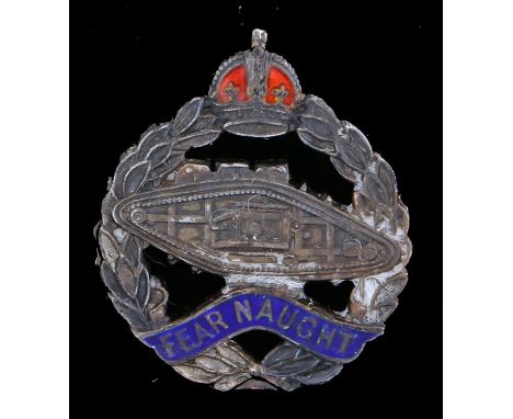 Second World War Royal Tank Regiment silver and enamel sweetheart brooch, pin fitting intact