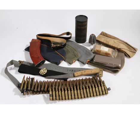 Mixed lot of post Second World War militaria including a Russian AK47 magazine, three West German Army and Luftwaffe side cap