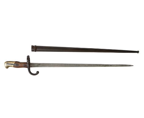 French 1874 pattern Gras Bayonet, made at the Saint Étienne arsenal, maker and date for December 1877 engraved on spine, numb