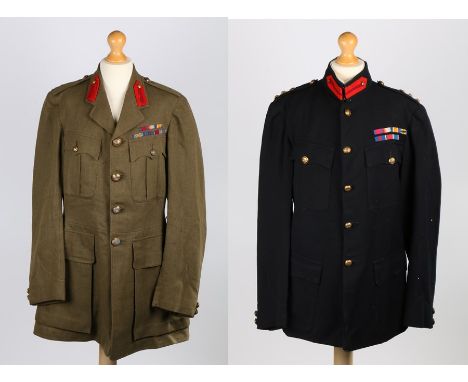 British army blue serge frock to Colonel Godfrey Edward Tallents D.S.O. Lancashire Fusiliers, the jacket has a stand up colla