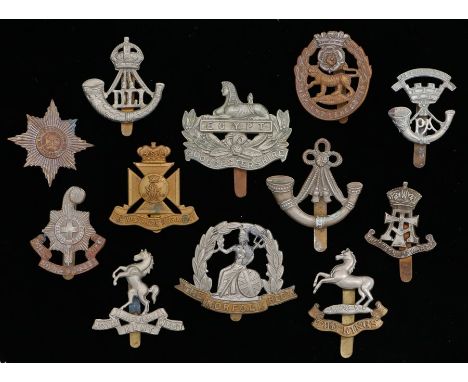 Group of badges to infantry regiments of the British army, Irish Guards, Ox &amp; Bucks Light Infantry, Gloucestershire Regim