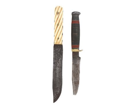 Late 19th century/ early 20th century hunting knife by the maker Hunter &amp; Son, Sheffield, steel blade with makers name an