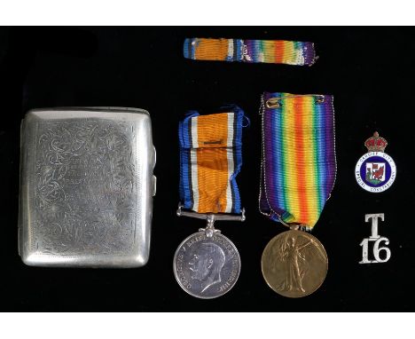 First World War pair, British War Medal and Victory Medal ( 203900. A-CPL. J. THOMAS. NORTH'N. R.)  together with a medal rib