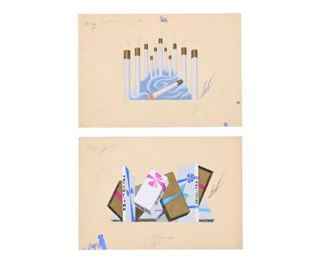 λ&nbspERTĒ (FRENCH 1892-1990) TABAC BLOND; FRIVOLITES Gouache Both signed (lower right); stamped with studio stamp and titled