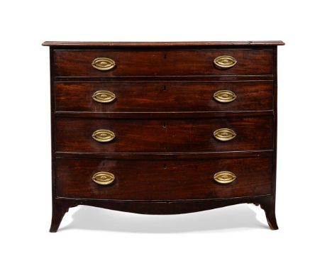 A GEORGE III MAHOGANY BOWFRONT CHEST OF DRAWERS OR COMMODE CIRCA 180091cm high, 114cm wide, 56cm deep 