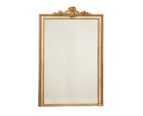 A CREAM AND GILT WALL MIRROR IN FRENCH TASTELATE 19TH CENTURY168cm high, 110cm wide