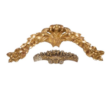 TWO GILTWOOD AND COMPOSITION FURNITURE OR ARCHITECTURAL ELEMENTS161cm and 73cm wide respectively