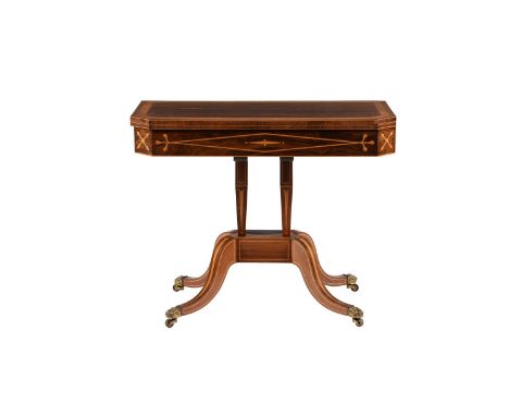 Y A GEORGE III ROSEWOOD AND SATINWOOD BANDED CARD TABLE CIRCA 179074cm high, 91.5cm wide, 45cm deepProvenance:Formerly in Dod