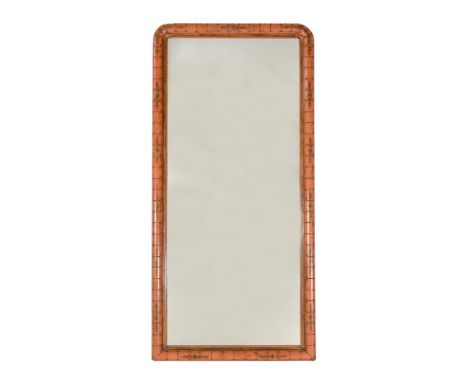 A LACQUER AND PARCEL GILT PIER MIRROR IN 19TH CENTURY CHINESE EXPORT TASTE20TH CENTURYThe frame to simulate bamboo231cm high,