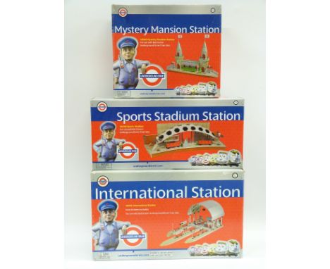 Three Bachmann Underground Ernie Stations Sports Stadium Station, International Station and Mystery Mansion Station, all in o