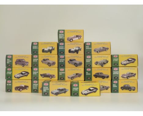 Twenty-one Atlas Editions 1:43 scale diecast model British Classics Sports Cars, all in original boxes 