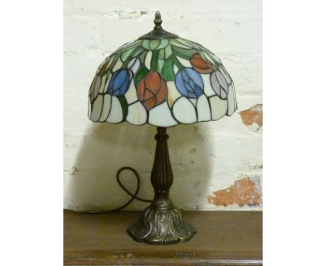 A Tiffany style leaded glass lamp, H44cm