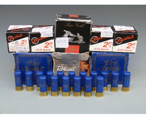 Two-hundred-and-fifteen shotgun cartridges comprising 100 .410, 90 12 bore and 25 16 bore, including Eley Olympic, Gamebore P