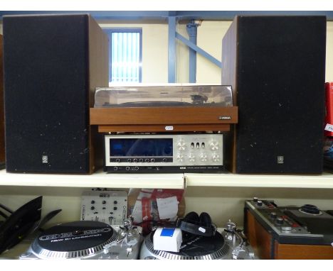 Yamaha model CR-700 record deck, AM / FM radio with built in amplifier and separate stereo speakers 
