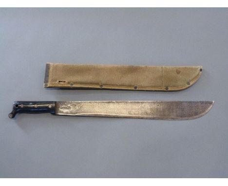 An American machete with canvas sheath, blade length 45cm