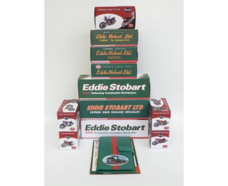 Eleven Atlas Editions 1:24 scale diecast model Eddie Stobart lorries and Classic Motorbikes, all in original boxes 