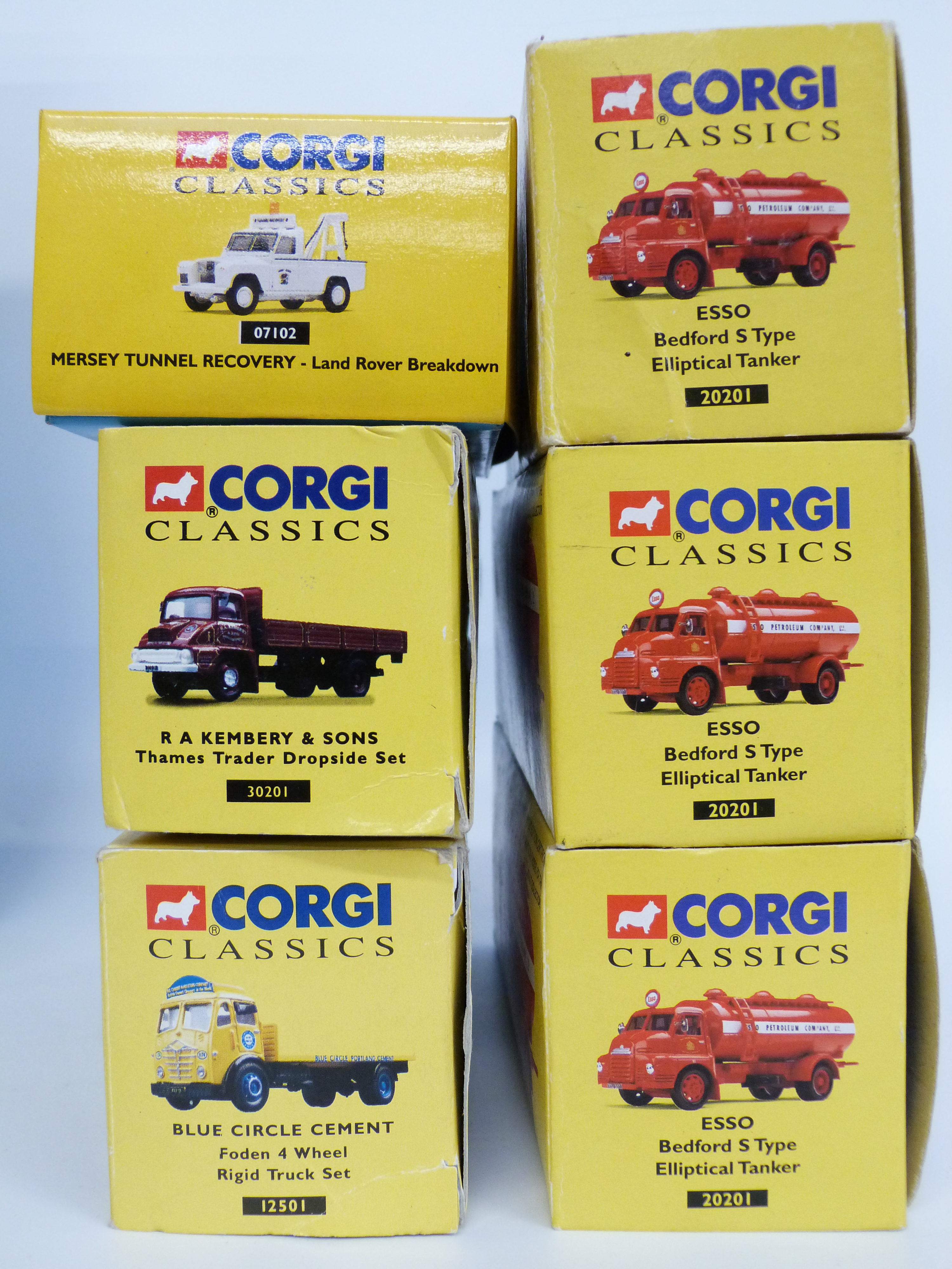 Ten Classics diecast model commercial vehicles and buses, two